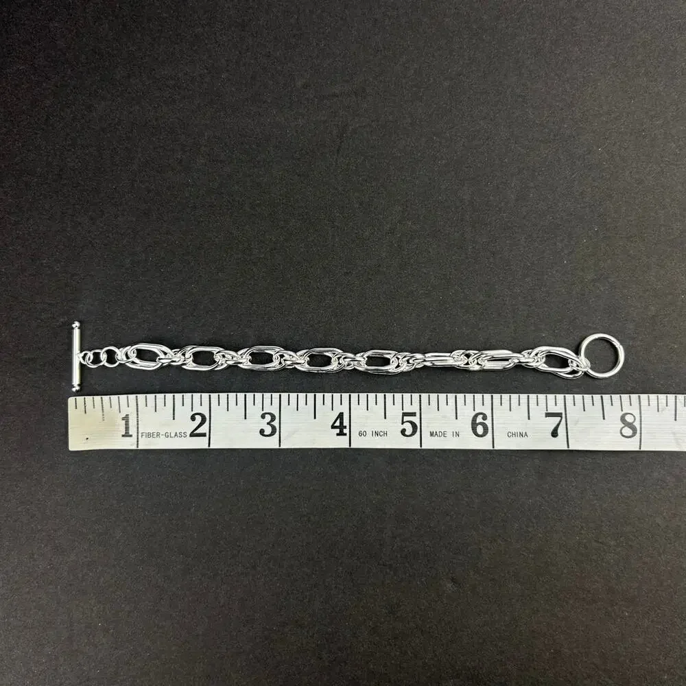 Vintage style stainless steel silver chain bracelet cyber grunge punk